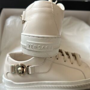 Versace Cream Sneakers with Gold Accents